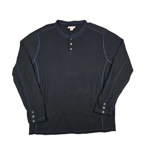 Carbon 2 Cobalt Henley Shirt Mens L Black Long Sleeve Casual Outdoors Cotton